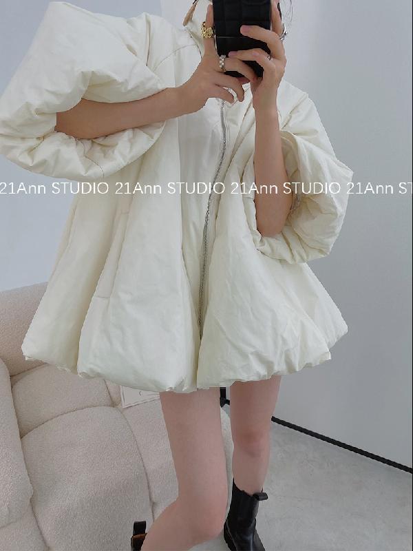2023秋冬新款小眾設計感棉服連衣裙女寬鬆顯瘦休閒麵包服ins潮流