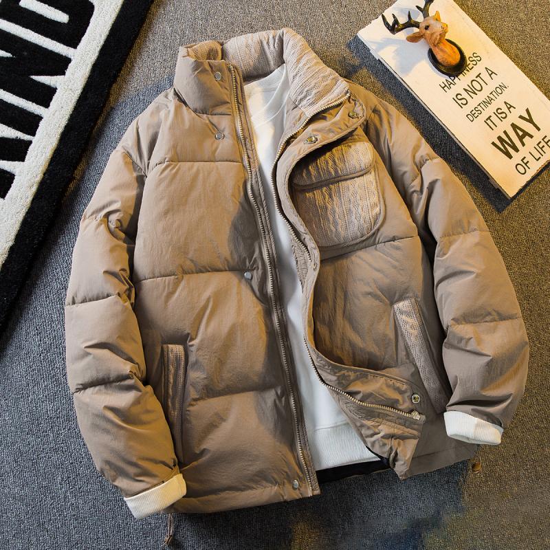 Paul trendy retro knitted splicing cotton coat boys autumn and winter trendy brand couple thickened stand-up collar jacket cotton coat