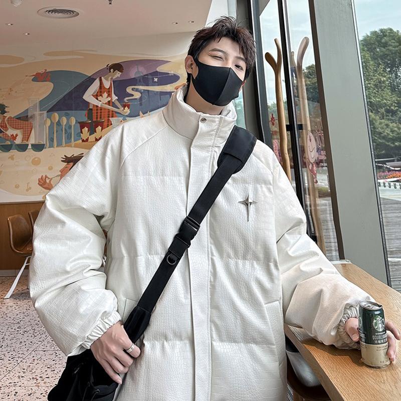 美式潮牌pu皮棉服男款冬季立領棉衣外套寬鬆加厚麵包服晉江棉襖子