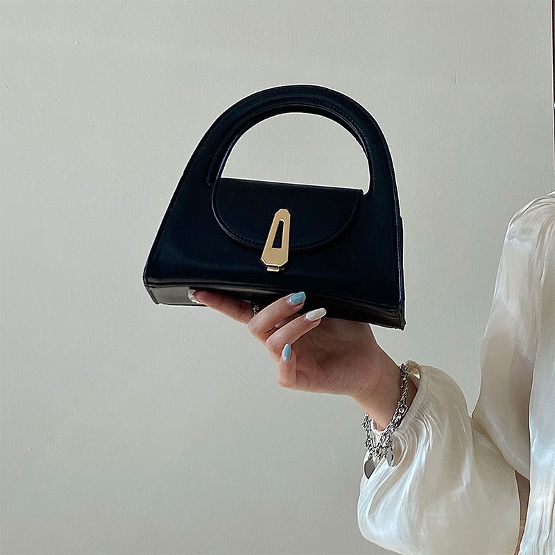 Niche high-end handbag for women  new semi-circle shoulder bag versatile commuter retro lock crossbody bag trendy