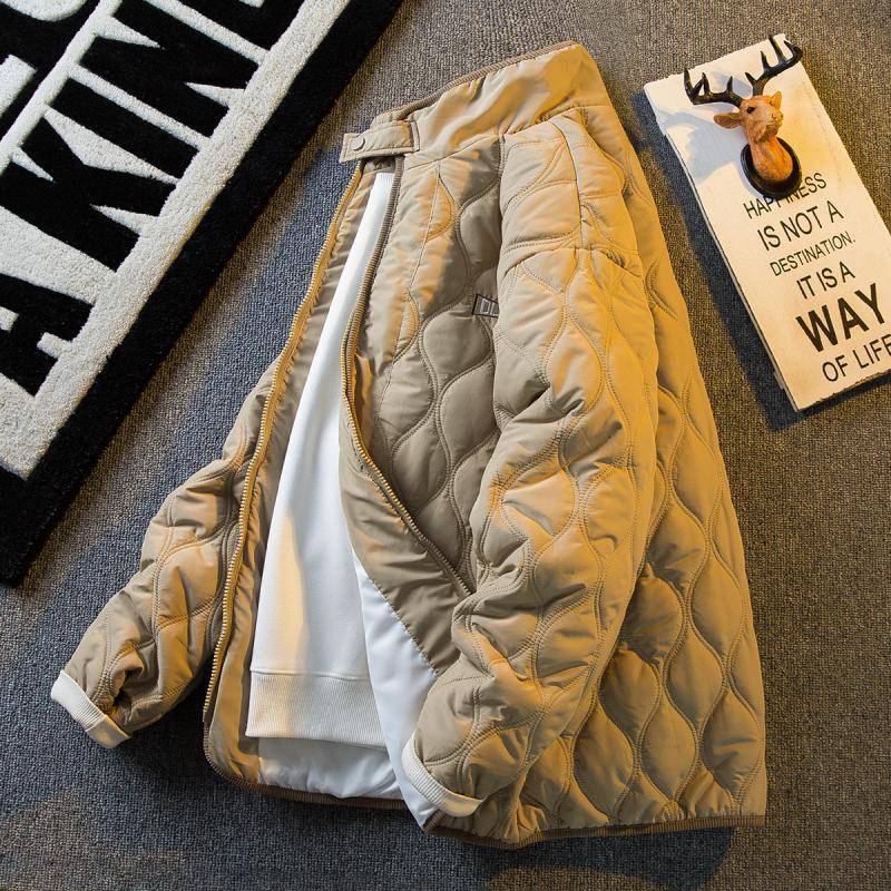 Men's fashionable brand new Chinese style rhombus plaid cotton jacket men's winter thickened baseball uniform cotton coat fashionable brand workwear cotton jacket