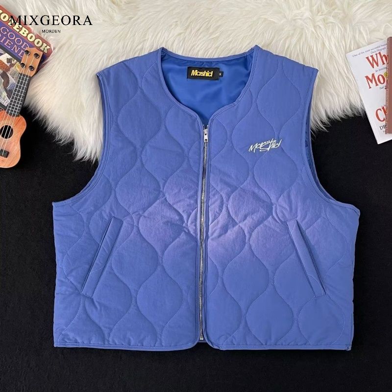 MIX GEORA autumn and winter retro layered pressed cotton inner wear for men outer wear warm collarless warm trendy brand vest vest