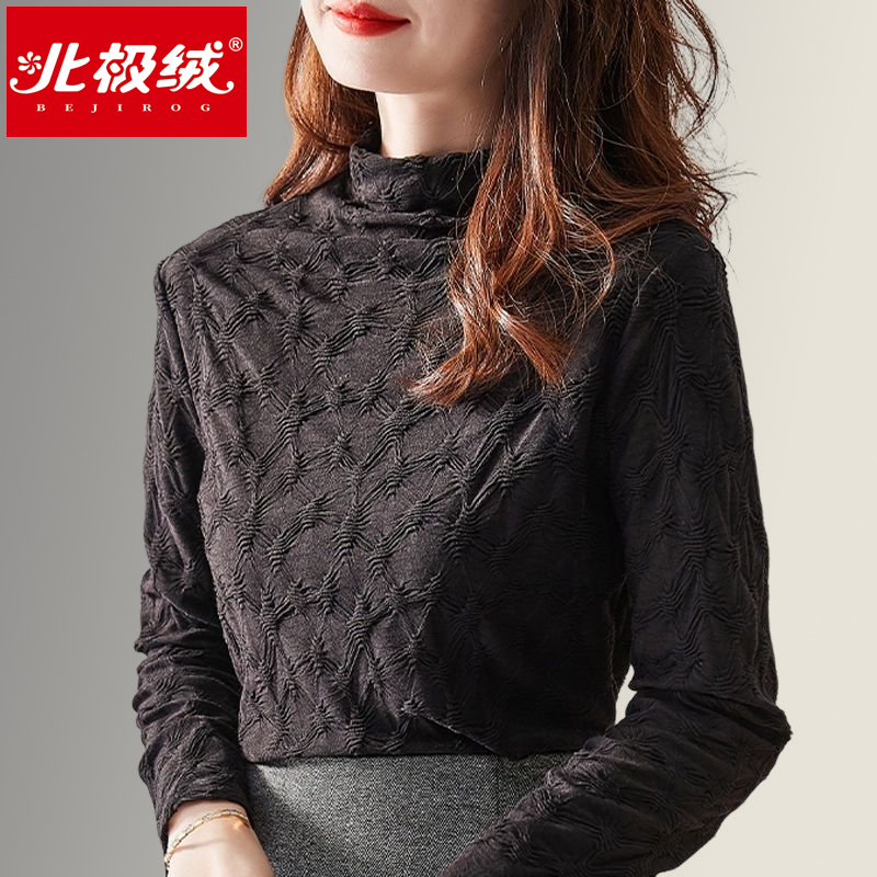 半高領蕾絲打底衫女秋冬2023年新款內搭修身小衫長袖上衣高檔洋氣