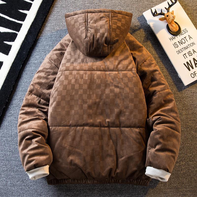 Men's fashion brand retro checkerboard pattern thickened cotton coat for men in winter American couple's cotton coat and suede jacket for men in autumn and winter