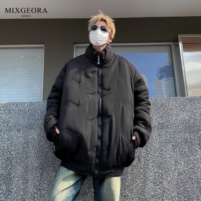 MIX GEORA冬季日系復古純色立領潮牌保暖寬鬆棉衣男休閒棉服外套