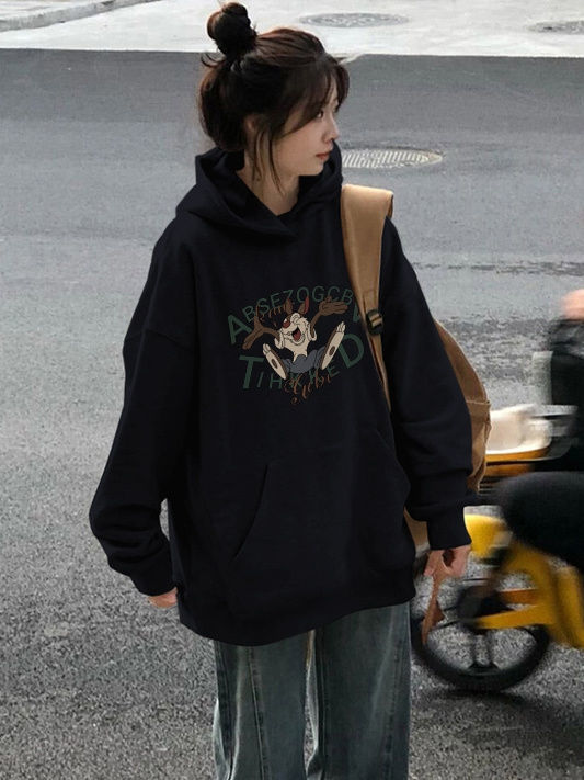 重磅450G銀狐絨純棉連帽衛衣女秋冬美式復古高街百搭小眾外套女潮