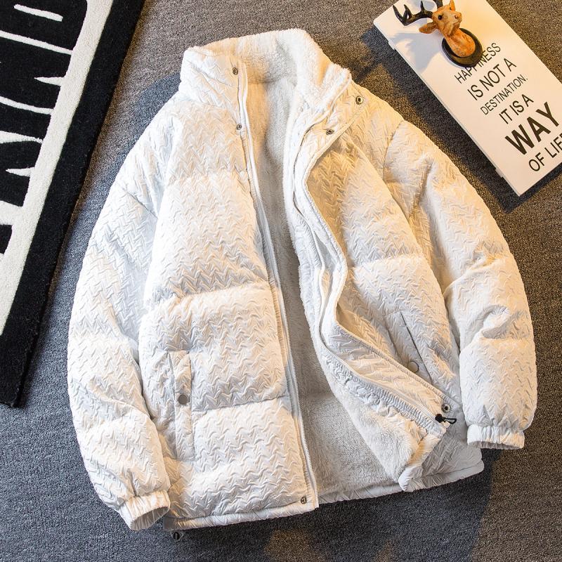 Men's fashion brand winter lamb velvet stand collar cotton jacket for men autumn and winter plus velvet thickened warm cotton jacket for men
