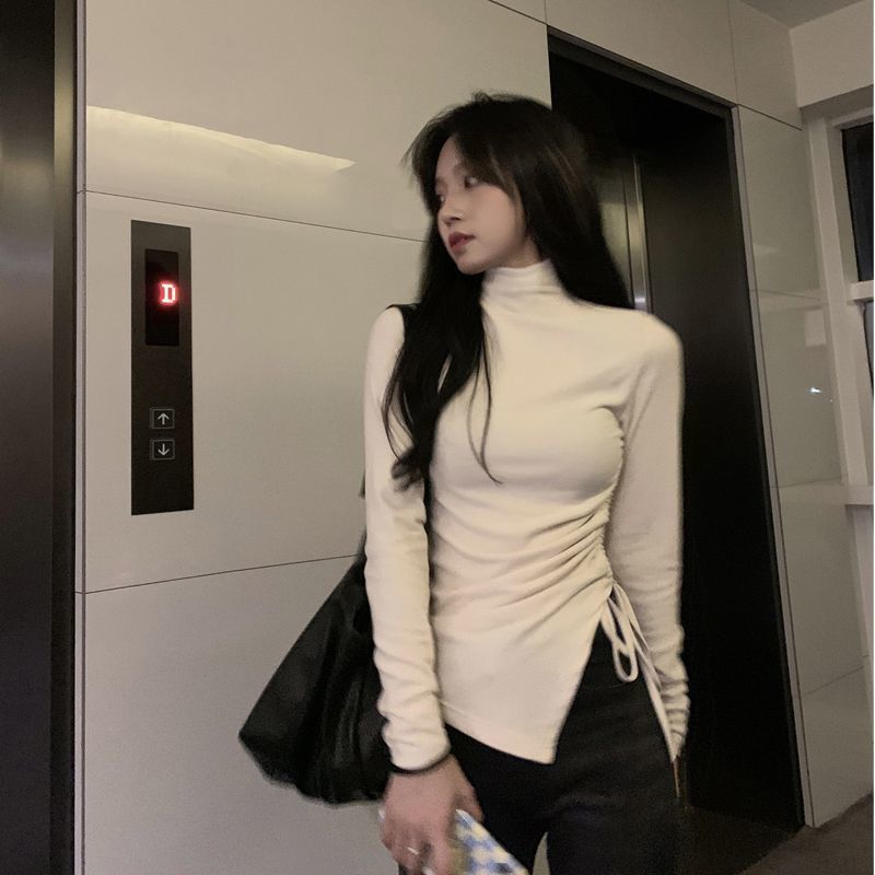 德絨高領打底衫T恤女設計感小眾秋冬內搭保暖加厚修身顯瘦上衣潮