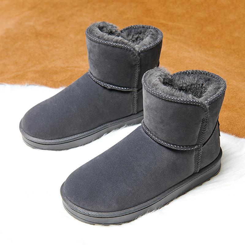 Snow boots for women, short fur all-in-one short boots, thickened and velvet, warm and non-slip, couple's large size fashionable cotton shoes for winter