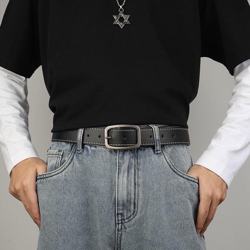 Nouvelle ceinture simple pour hommes, mode ceinture décontractée, poinçon version coréenne de ceinture d'étudiant personnalisée_voghion.com