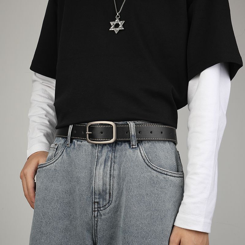 Nouvelle ceinture simple pour hommes, mode ceinture décontractée, poinçon version coréenne de ceinture d'étudiant personnalisée_voghion.com