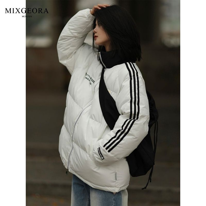 MIX GEORA美式冬季款棉服外套男三條槓日系休閒寬鬆百搭潮流棉襖