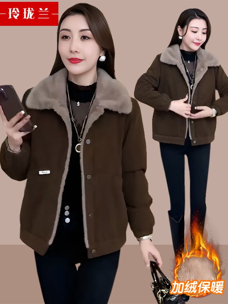 短款外套女2023秋冬季新款時尚百搭小個子寬鬆加絨保暖夾克上衣女