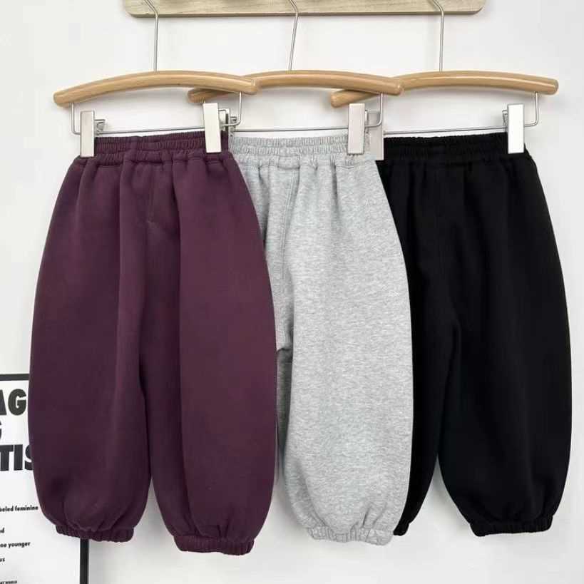 Children's velvet autumn and winter pants baby's all-in-one velvet bloomers for boys and girls thickened sports pants and sweatpants Korean style