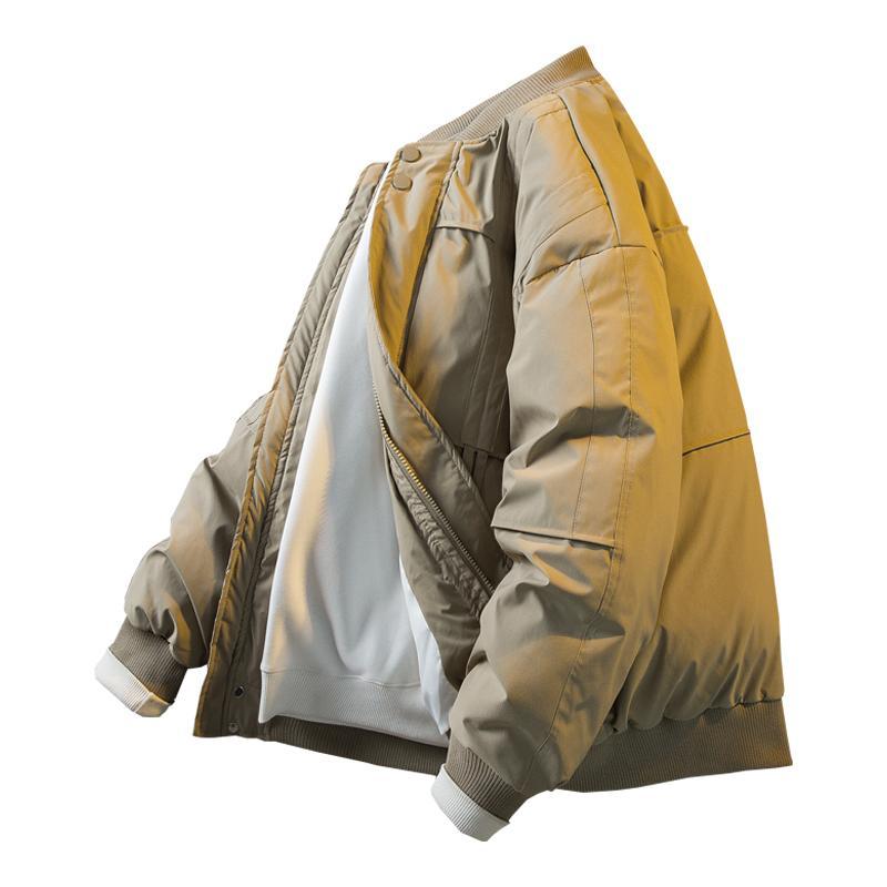 男装潮牌日系短款棒球领棉服男冬季加厚工装棉袄男飞行员夹克外套