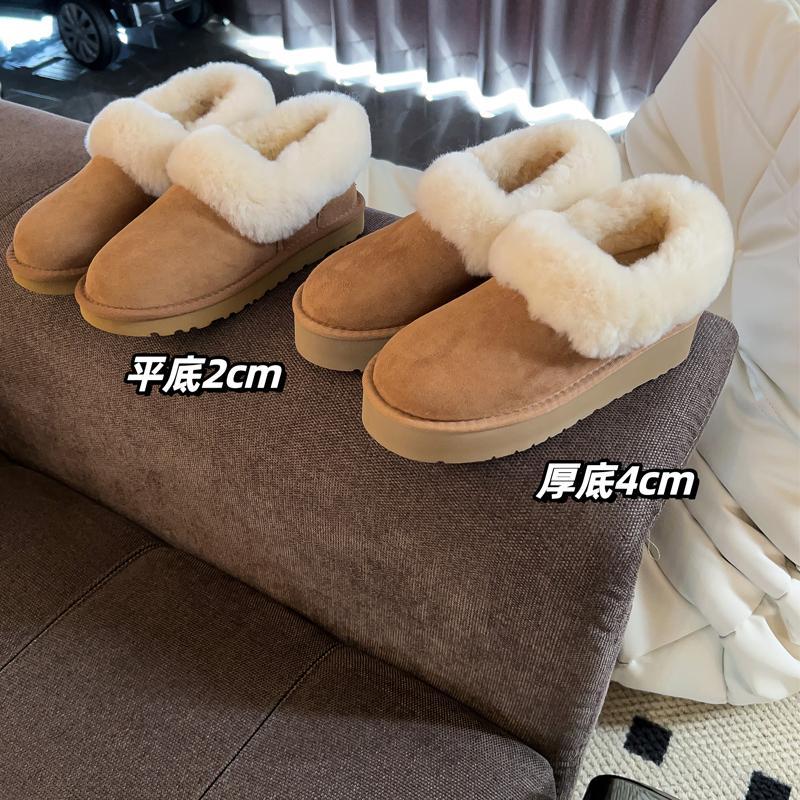 Thick-soled low-cut snow boots for women, fur integrated 2023 new slip-on furry winter cotton shoes
