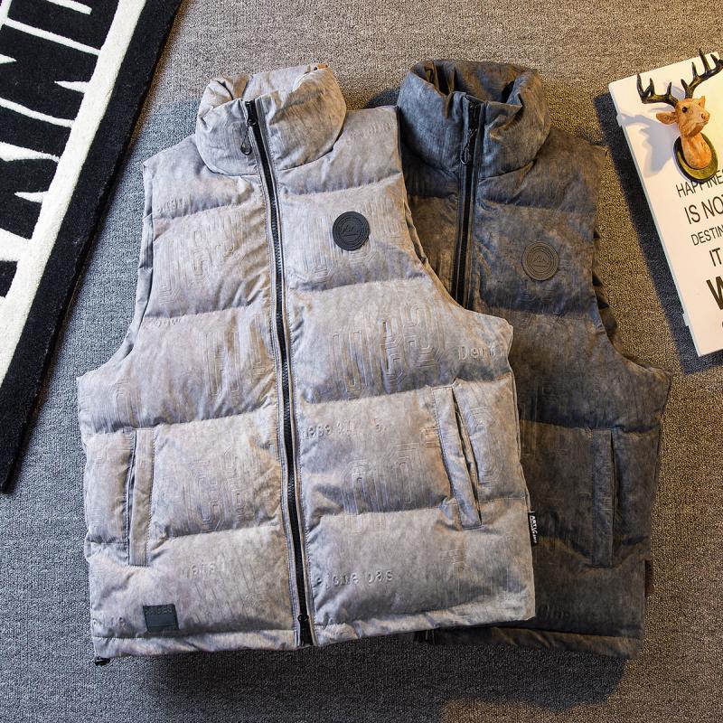 Men's fashion brand high-end gradient tie-dye workwear cotton vest men's autumn and winter warm vest sleeveless vest jacket