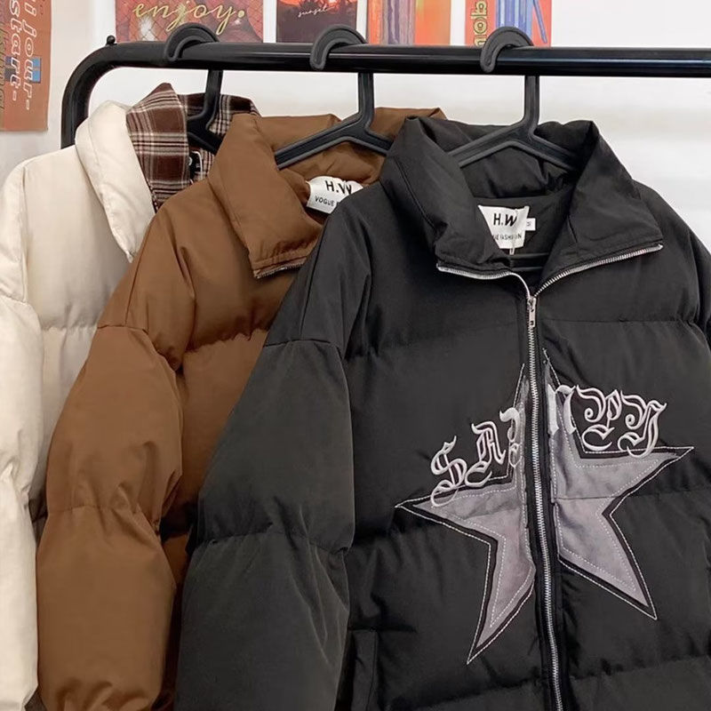 2023 New Winter New Cotton Clothes Men's Ins Trendy Brand Loose Large Size 200 Jin Cotton Jacket Couple Clothes Trendy Brand