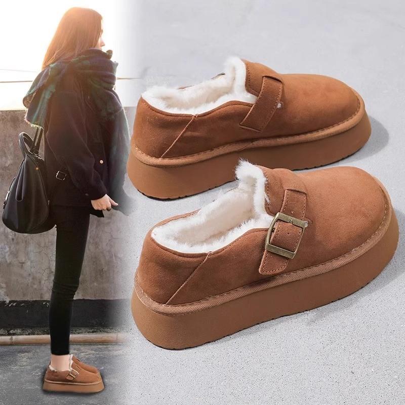 Trendy brand snow boots women's outer wear Birkenstock shoes 2023 winter velvet thickened warm thick-soled cotton shoes waterproof bread shoes
