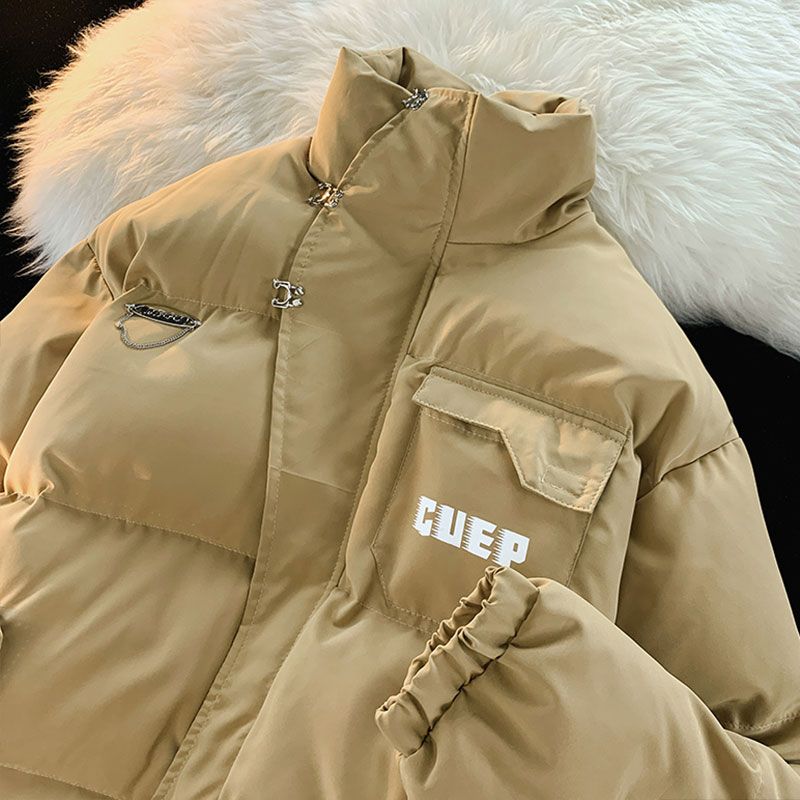Leeri original American high street label stand collar bread coat for women and men in winter loose thickened warm couple cotton coat