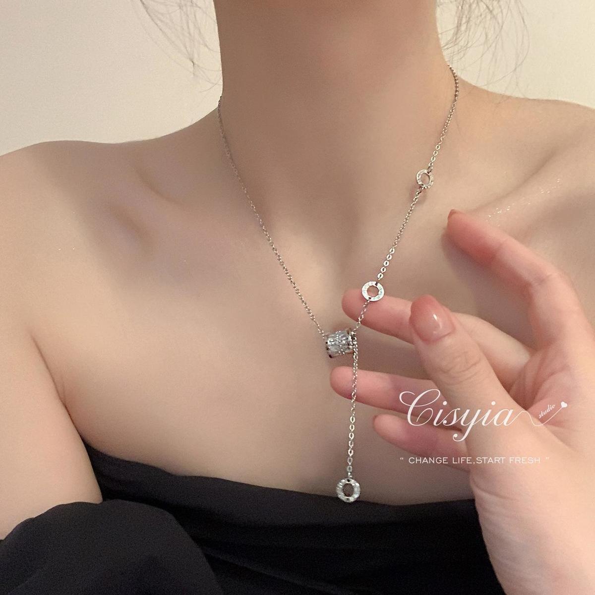 鋯石小蠻腰項鍊女輕奢小眾高級感設計鎖骨鏈秋冬配飾