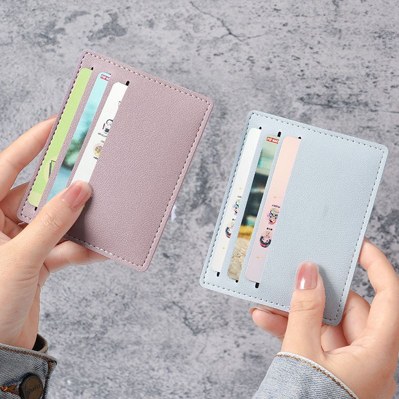 Small card holder for women, compact and ultra-thin mini card holder, bus bank card holder, men's one-piece portable anti-degaussing card holder