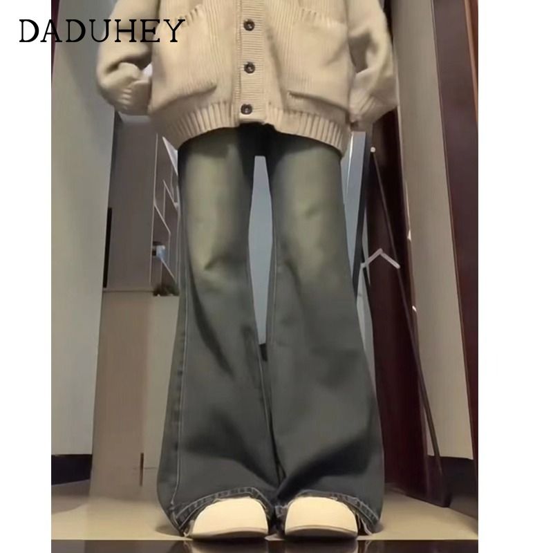 不貼腿喇叭牛仔褲女秋冬季大碼高腰遮胯小個子梨型身材微喇闊腿褲