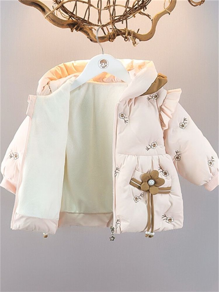 Korean style velvet thickened coat, versatile winter coat, down coat for baby girl, one-year-old little girl's padded jacket