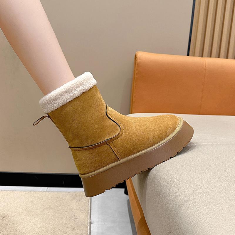 Northeast mid-calf snow boots for women in winter plus velvet and thickened fur bread cotton shoes fur integrated frosted short boots