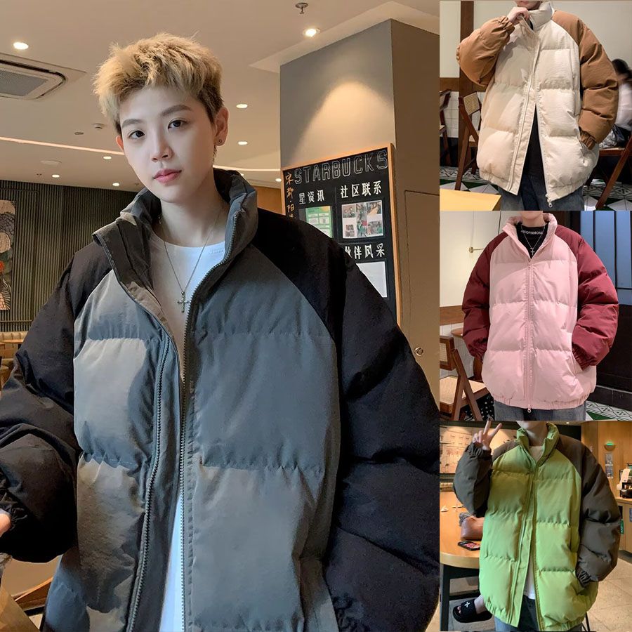 2024加厚棉服外套男女插肩撞色小眾潮牌慵懶風寬鬆ins學生麵包服