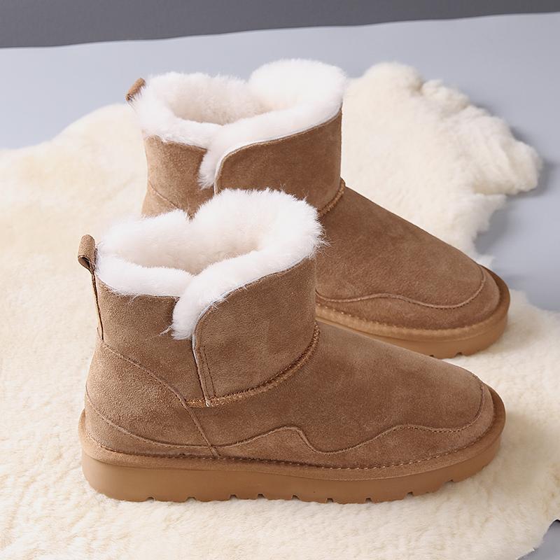 Snow boots for women  winter new style fur integrated plus velvet short boots non-slip warm cotton shoes