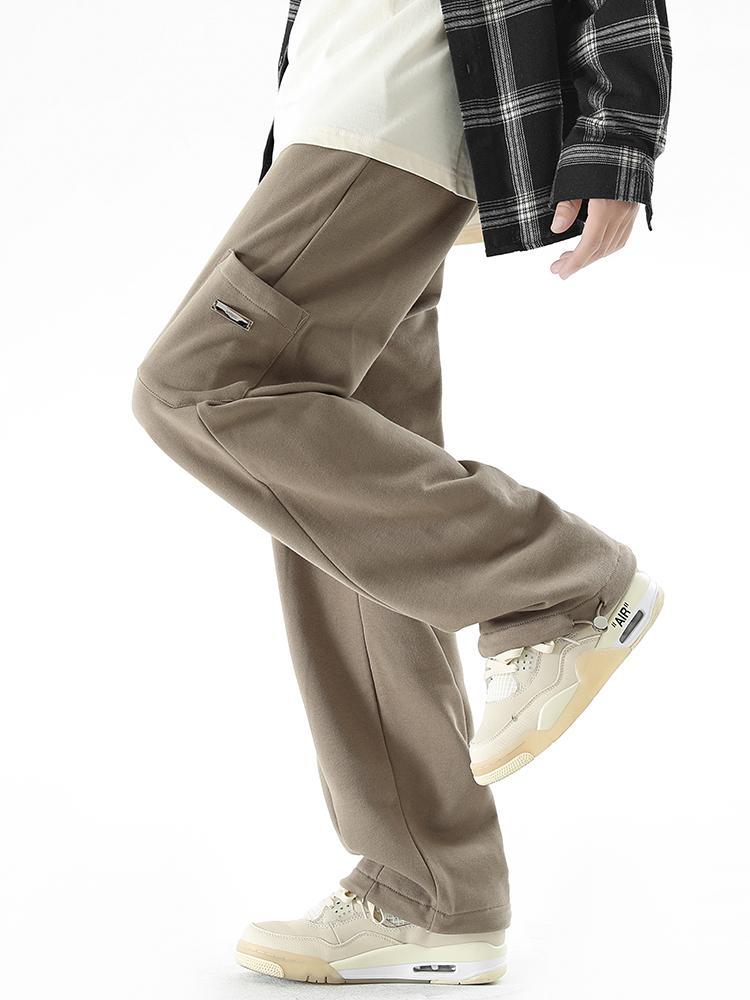 Trendy brand sweatpants men's straight-leg loose autumn American retro slim and drapey multi-pocket versatile sports casual trousers
