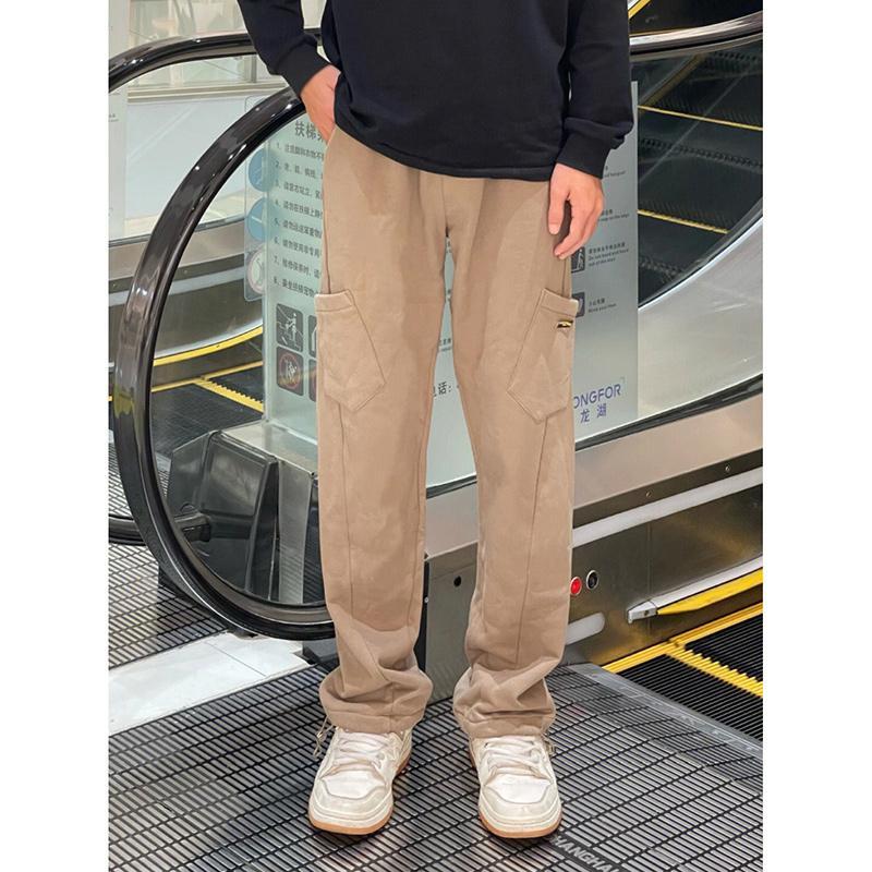 Pants overalls for men in autumn and winter new style American loose multi-pocket straight pants trendy brand falling sports casual sweatpants