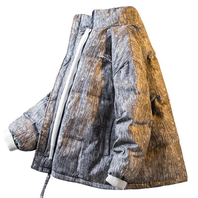 Paul trendy American high street retro tie-dye cotton coat men's winter trendy brand loose thickened bread coat cotton coat