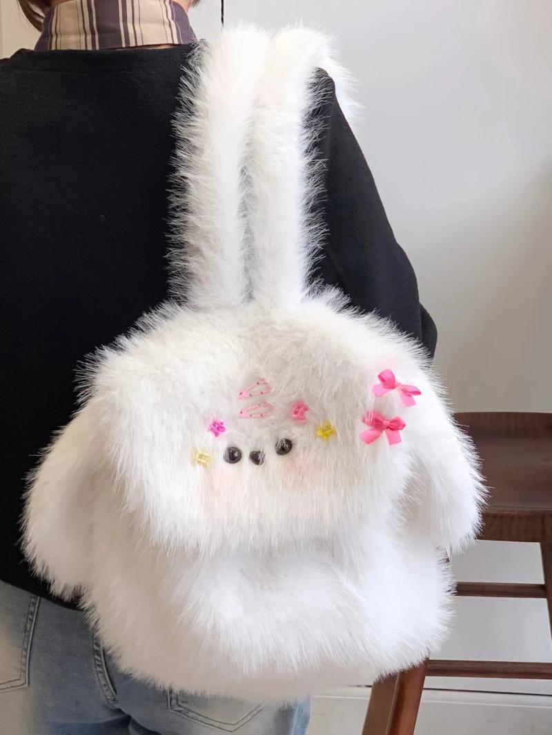 Autumn and winter puppy backpack, fashionable, versatile, long hair, cute niche bag 2023 student party new school bag for women