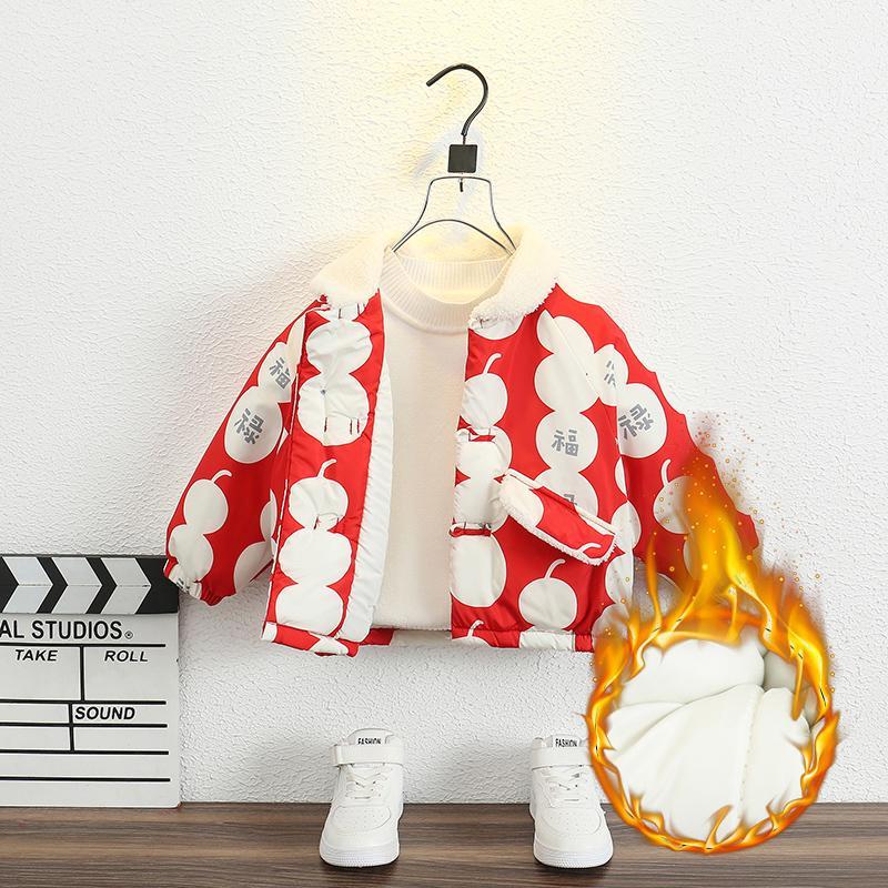 男童棉服冬季2023新款棉襖新年裝紅色衣服加絨加厚外套唐裝拜年服
