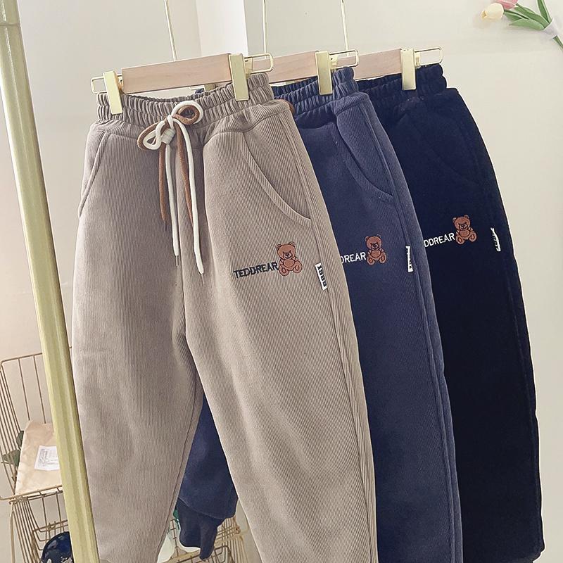 [Three layers thickening] One pair of winter pants for boys and girls, plus velvet and thickening for boys.