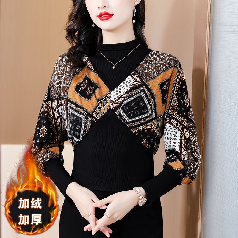 新款秋季女裝穿搭高級感半高領單件氣質顯瘦上衣收腰襯衫打底衫女