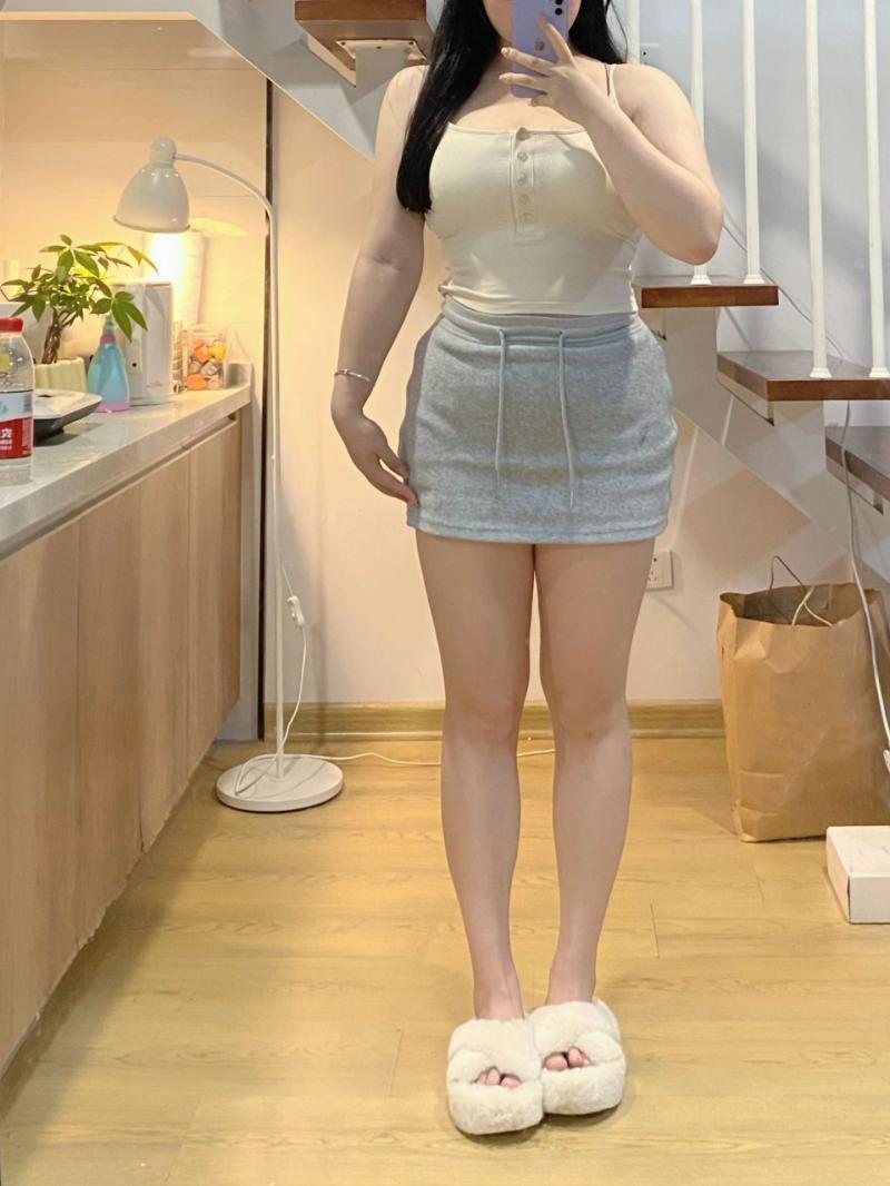 大碼胖mm灰色半身裙女秋冬高腰抽繩包臀裙修身顯瘦A字裙休閒短裙