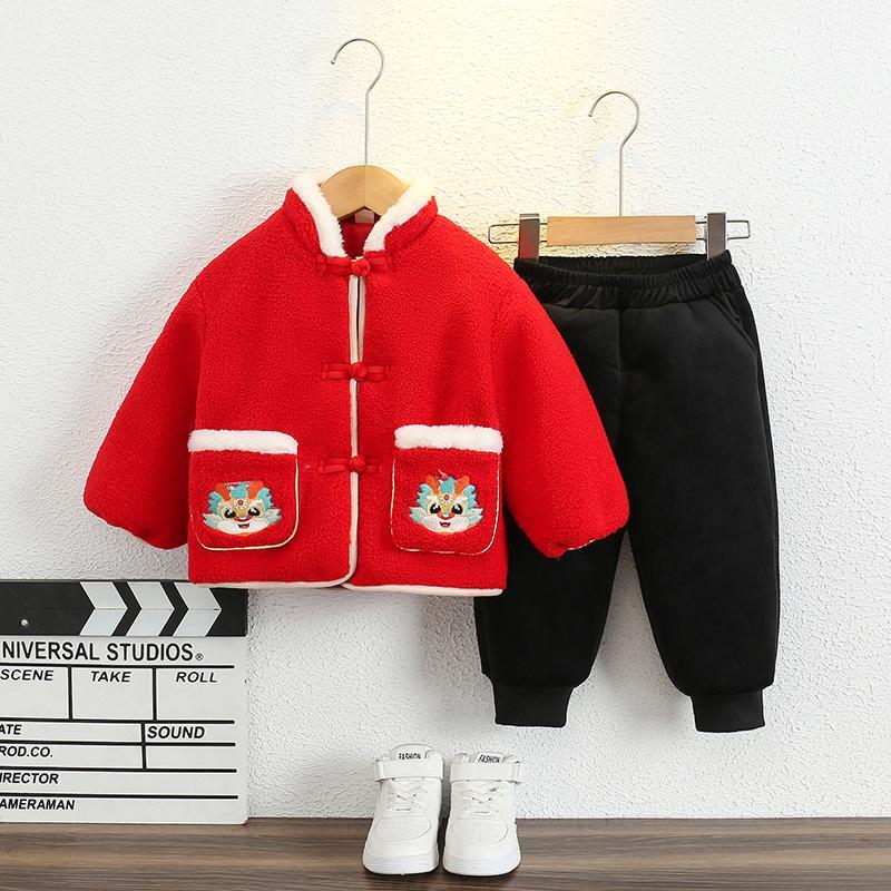 周歲禮服男童漢服2023新款秋款男寶寶拜年服男孩唐裝周歲宴新年裝