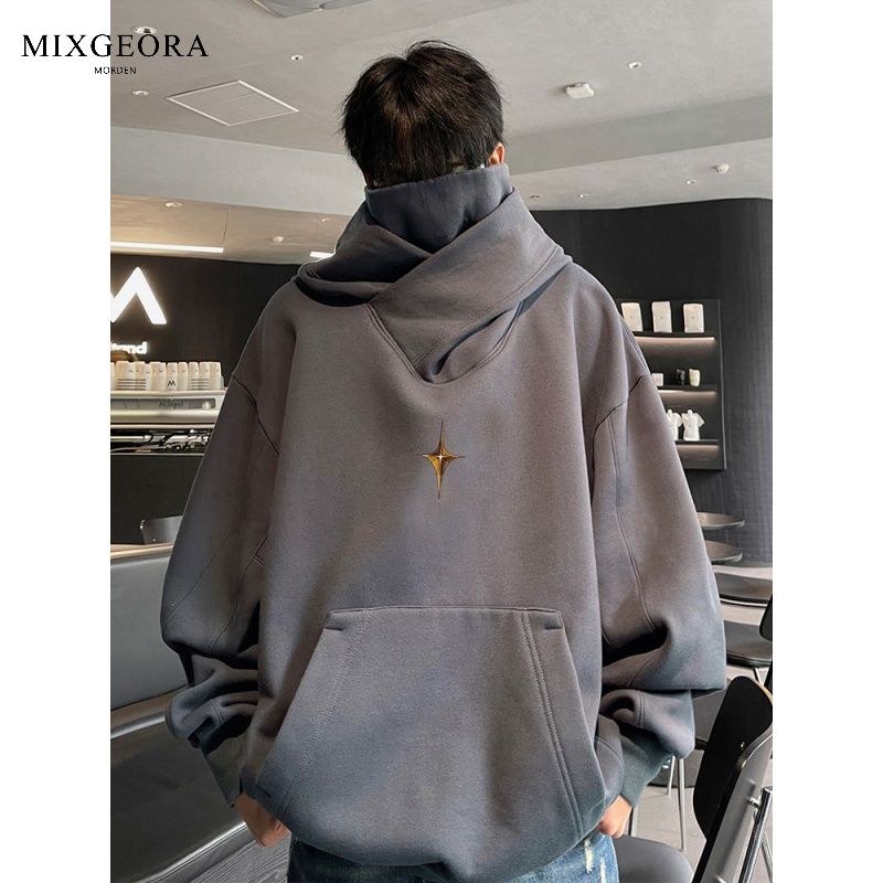 MIX GEORA衝鋒衛衣男士秋冬季款加絨厚美式高街連帽潮牌重磅外套