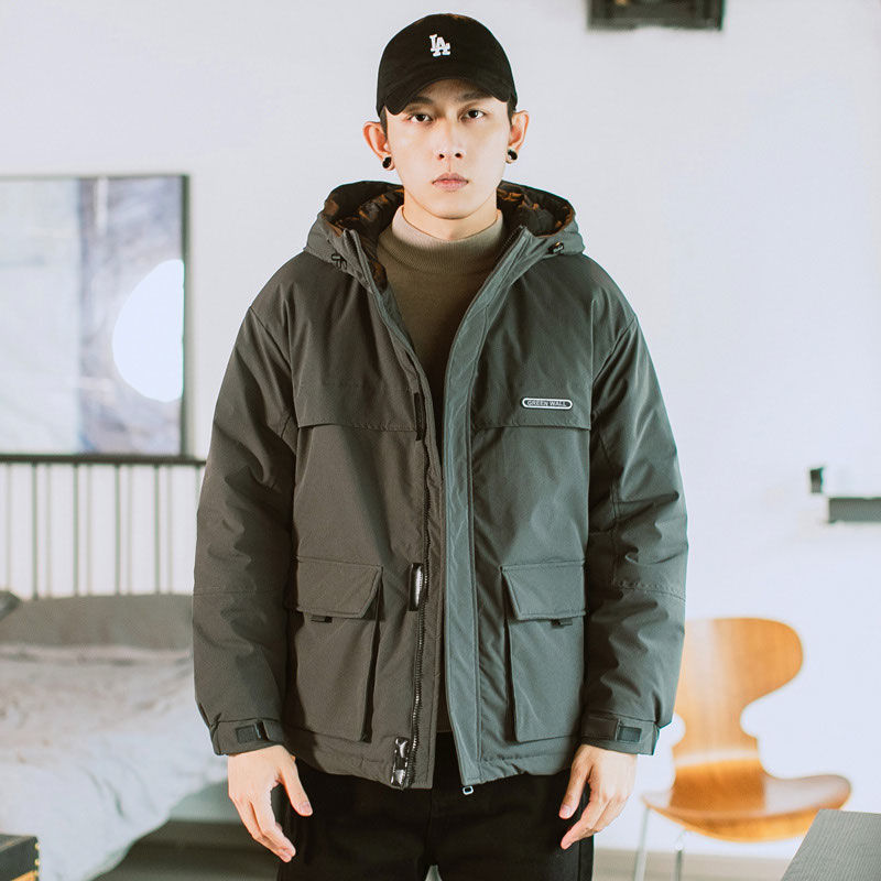 Men's workwear cotton coats, thickened hooded cotton coats in winter, winter jackets, jackets, autumn and winter simple cotton jackets