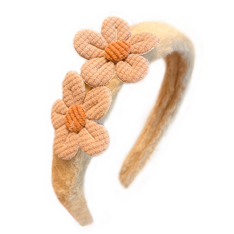 儿童发箍冬季毛绒发箍气质简约百搭咖色发饰小女孩不勒头头箍头饰
