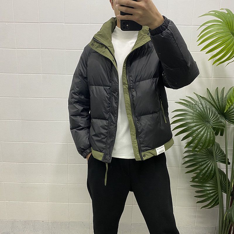 Winter men's cotton coat thickened color matching loose warm jacket stand collar Korean style casual American top new trend