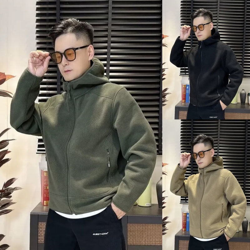 Autumn and winter men's new double-sided Austrian velvet hooded jacket for couples, the same style, simple and versatile, windproof and warm jacket for men