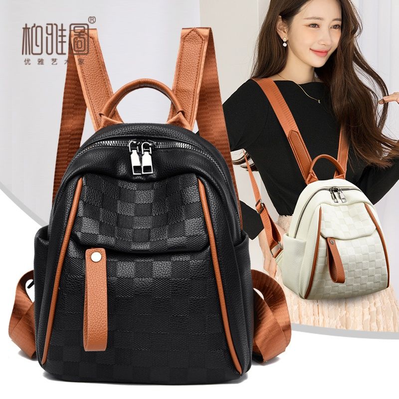 Backpacks for women are popular this year, contrasting colors, versatile commuter bags, casual travel, high-quality retro backpacks