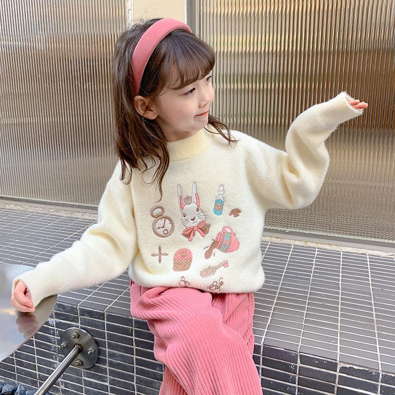 女童毛衣秋冬款2023新款洋氣兒童冬裝打底針織衫小女孩加厚上衣潮