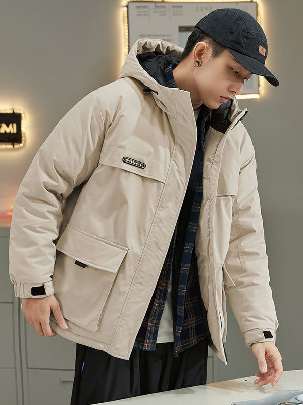  Winter New Cotton Clothes Men's Short Hooded Workwear Cotton Clothes Students Thickened Tops Cotton Jackets