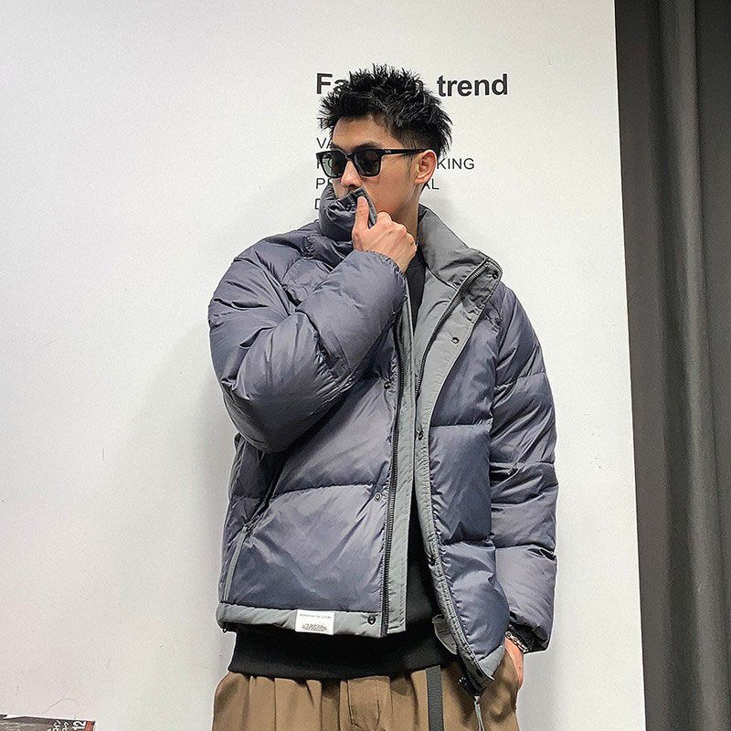 Xu Tailang thickened stand-up collar color-blocked cotton jacket for men in winter new fashion brand loose casual men's bread jacket