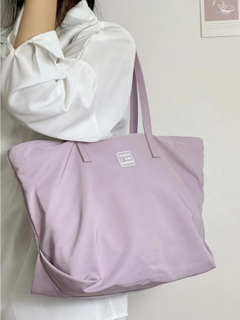 温柔少女奶油紫2023高级感简约学生大容量包包日常单肩通勤购物袋
